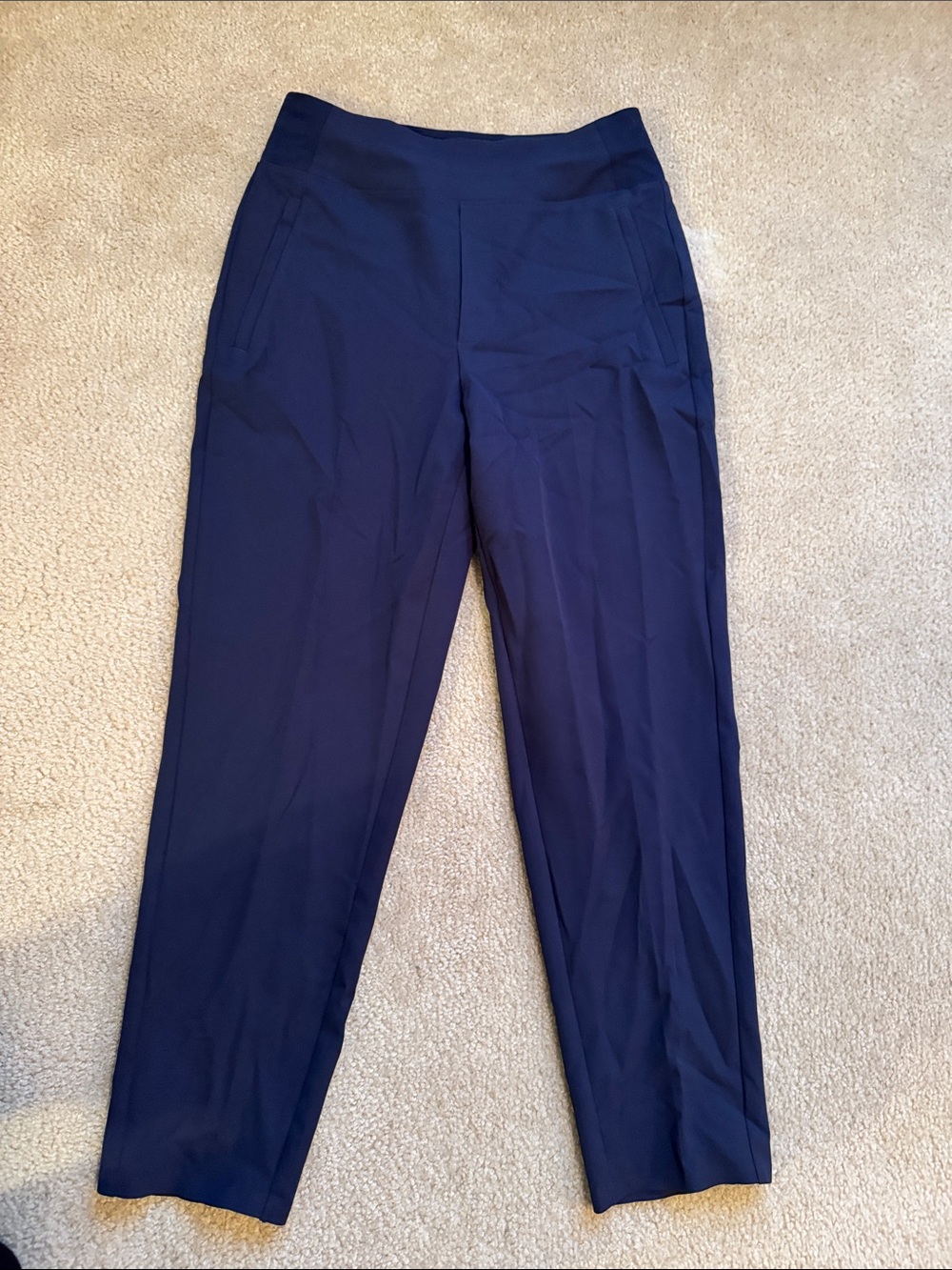 Athleta Navy Straight-Leg High-Rise Pants